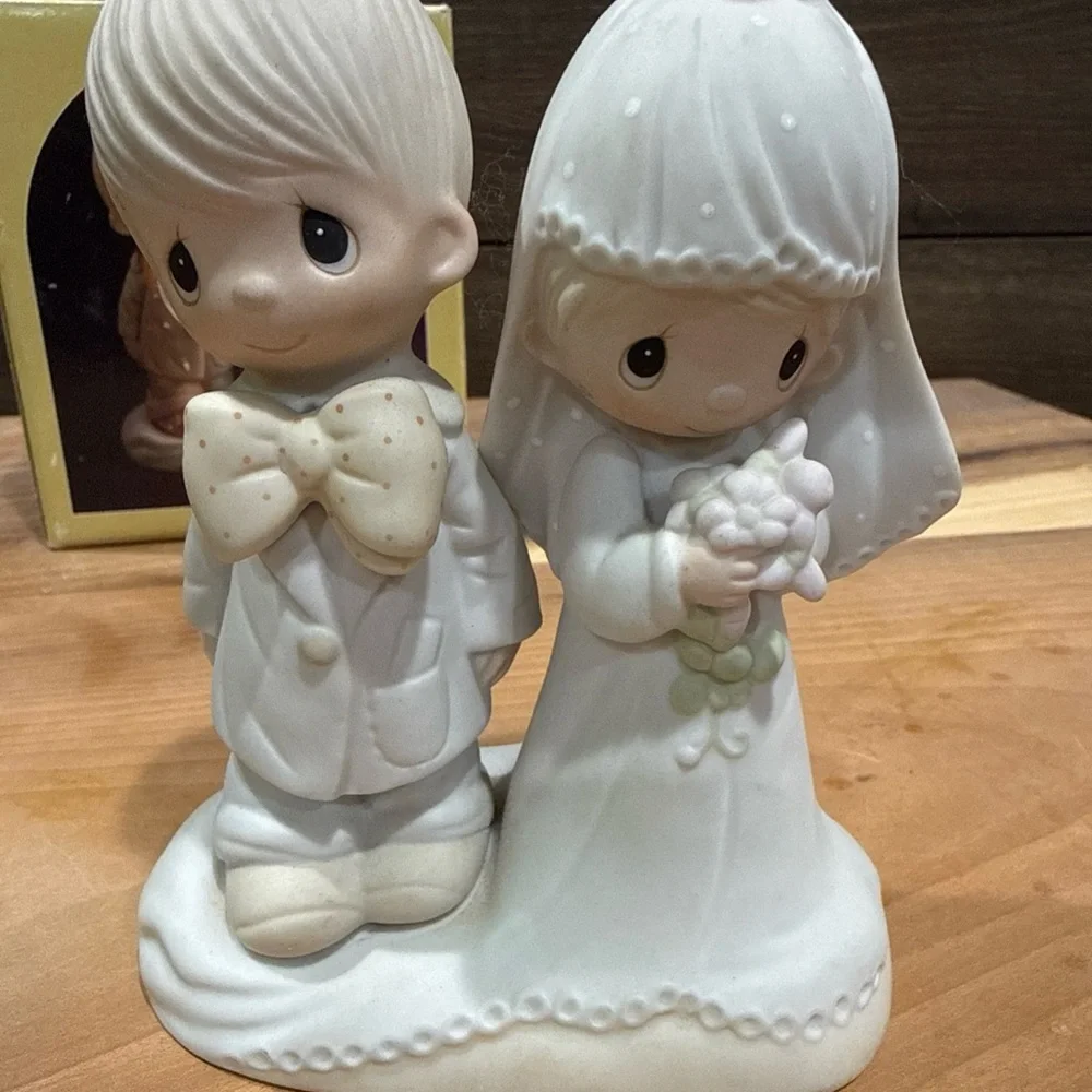Precious Moments Cream Bride and Groom Wedding Figurine Cake Topper